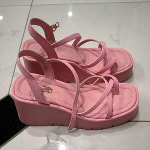 Madden Girl Pink Strappy Platform Sandals